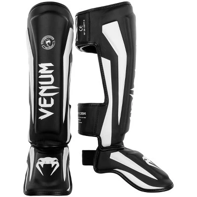 Venum Elite Lightweight Standup Protective MMA Shin Guards - Black/White - Image 2