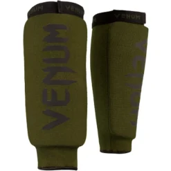 Venum Kontact Protective MMA Shin Guards Without Foot - Khaki/Black