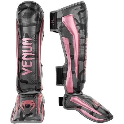 Venum Elite Protective MMA Shin Instep Guards - Black/Pink/Gold - Image 2