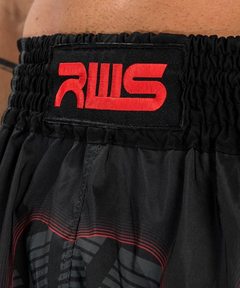 RWS X Venum Muay Thai Kickboxing Short Zwart Rood - Image 2