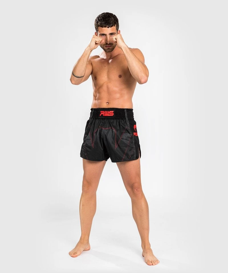RWS X Venum Muay Thai Kickboxing Short Zwart Rood - Image 8