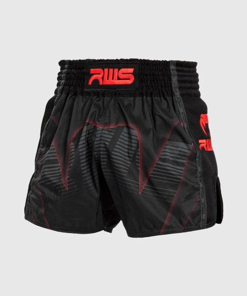 RWS X Venum Muay Thai Kickboxing Short Zwart Rood - Image 9
