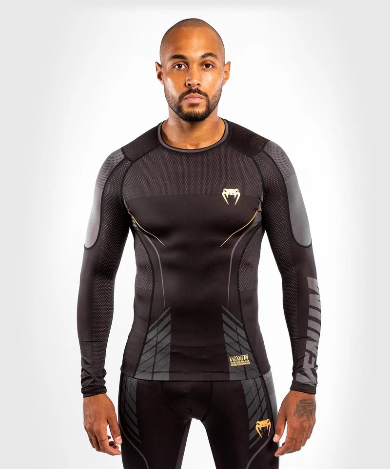Venum Athletics Compressie T-shirt Rash Guard L/S Zwart Goud - Image 8