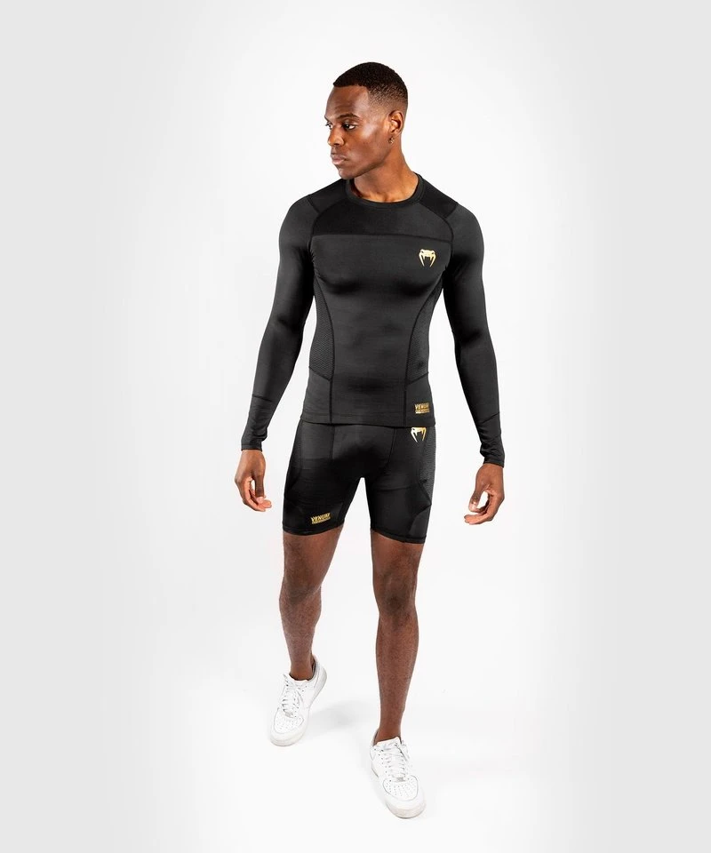 Venum Rashguard G-Fit Compression Shirt L/S Zwart Goud